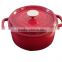 cast iron round red enamel casserole