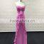 Pink Chiffon Teenage Aqua Color Bridesmaid Dress With Rhinestones