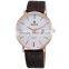 SKONE 9307 mens simple date calendar leather wrist watch