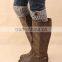 2015 New arrival crown short paragraph hollow button boots wool knit socks leg warmer for women