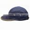 Navy leather patch 5-panel cap corduroy snapback hat wholesale hat