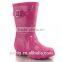 clear pink women high heels rubber rain boots with buckle strap