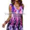 Women's Low Cut Floral Printed Summer Above Knee Dresses