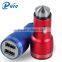 Double usb stainless steel metal car charger output car safety hammer mobile phone broken window multifunctional car charger