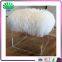 Popular Cheap Acrylic White Cover Stool White High Quality Fur Cover Stool Plexiglass Ottomans With Clear Legs