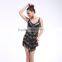 STELISY Ladies Sleeveless Colorful Sequins and Coin Decorative Latin Dance Costumes