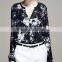 Fashion V-neck chiffon blouse woman printed chiffon tops