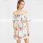 Petite women fit and flare off the shoulder skater dress