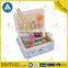 chinese style portable blue floral Fabric sewing basket with one handle and removable plastic tray
