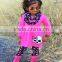 christmas reindeer embroidery custom cotton girls clothes sets
