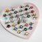 36 pairs/box Gorgeous European Style Time Gem Opening Ring Retro Cute Ring