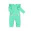 wholesale burgundy ribbed strip  long sleeve with two fly sleeve baby girl romper
