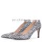Snake white design pointed toe ladies pump sandals shoes women high heeled shoes