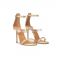 Golden high heel shinning upper women sandal with back zip ankle strap new design of sandals ladies shoes