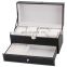 Double layer 4 slots carbon fiber PU leather jewelry storage watch display box with drawer