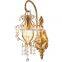 French retro copper wall lamp light luxury K9 crystal living room bedroom study hallway wall brass lamp mirror front lamp
