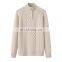 Lady Fashion Winter Thick Pullover 100% Pure Cashmere Knitted Sweater with Solid Button-up Stand Collar Casual Style