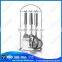 Well equipped stainless steel hanging kitchen utensil set
