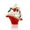 Enamel Red Basket Christmas Brooch