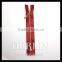 Glossy Shiny Polished Red Women Dress Quality Closed End Satin Tape Metal Zipper