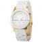 Quartz Movt Stainless Steel Back Vogue Lady Wrist Watch Silicone Band Geneva Quartz Wrist Watch