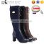 embroidery design british army boots women thick high heel knee boot lace up black botas militares baratas