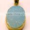 Blue Colored Druzy Oval Gemstone Pendant, 925 Solid Sterling Silver Pendants, Designer Vermeil Bezel Pendant
