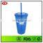 16oz bpa free insulated double wall reuseable plastic straw cup