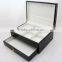 Customized Handmade black wooden jewelry box with compartment and hooks