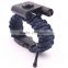 LED light paracord bracelet for outdoor camping survival bracelet with thermometer/firestarter buckle/flashlight