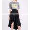 Customized Lady's Apparel Front-wrap Ruffled Wave Structured Waist Asymmetric Hem Twill Skirt(DQM008S)