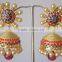Jhumka Enamel polki gold tone dangler EARRINGS