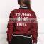 MGOO Foshan Manfuacturer Wine Red Polyester Bomber Jackets Zip Up Custom Back Print Winter Coat With Padded