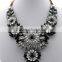 2016 hot sales bulk flower resin crystal material gold chain flower pendant shourouk statement necklace semi precious jewellery