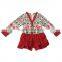 2016 yawoo red and green deer patterns ruffle skirt top christmas clothing girls