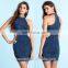 online high neck denim dresses bodycon dress ladies denim dress 2015