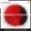 Bi-color fox fur pom pom double color fur bobble for keyrings