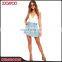 Ladies Print Floral Bowknot Belt Wrap Short Skirt Designs Light Blue Casual Girls Fancy Skirts