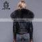 Three color selectable Big Raccoon Collar Lining Ladies Jackets Coats Winter Fashion Sheep Fur And Leahter Overcoat