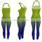 Gradient Sleeveless Halter Neck Open Back Elastic Waist Sport Women Flare Jumpsuits Rompers Elegant One Piece Overalls