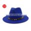 13colors Wholesale Felt Fedora Hats Unisex Women Panama Hats with Leopard Band for Man