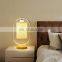 Tonghua New Linen Shade Metal Frame Round Wood Base Modern LED Edison Bulb Table Lamp Bedside Desk Light