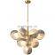 Post-modern simple Nordic Italian living room dining room bedroom glass spherical molecular lamp Light luxury chandelier
