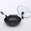 Uncoated beaten by hand Chinese wooden handle cooking cast iron wok