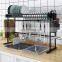 Stainless Steel 2-tier Wall Mounted Folding Dish Drying Rack Punch Freestanding Kitchen Dish Rack