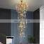 luxury stairs chandelier modern gold crystal tree branch glass chandelier lamp