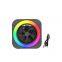 Portable Wireless Speaker with Colorful Lights, Unique Fan Design, FM Radio with Loud Stereo Speaker for Camping