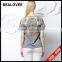 2015 Fashion Sexy Embroidery Hollow Out Solid Summer Backless Women 3d Printing T-shirt