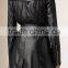 Women Winter Long Black Motorcycle Leather Jacket