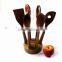 Hot sale acacia wooden holder 6pcs wooden cooking tool set